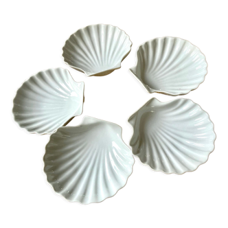 5 scallops antique porcelain cups