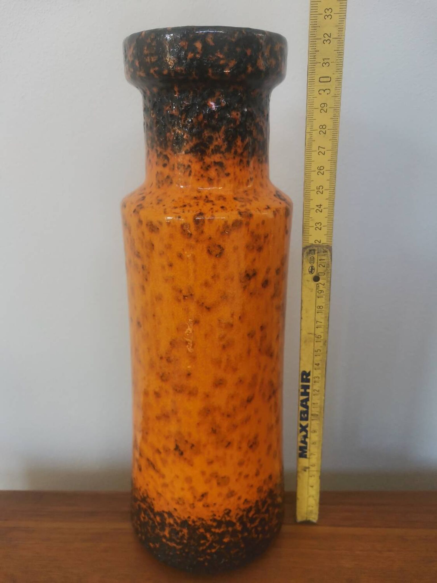 Vase vintage Scheurich 242-30 en lave grasse ouest-allemande, 30 cm, orange et