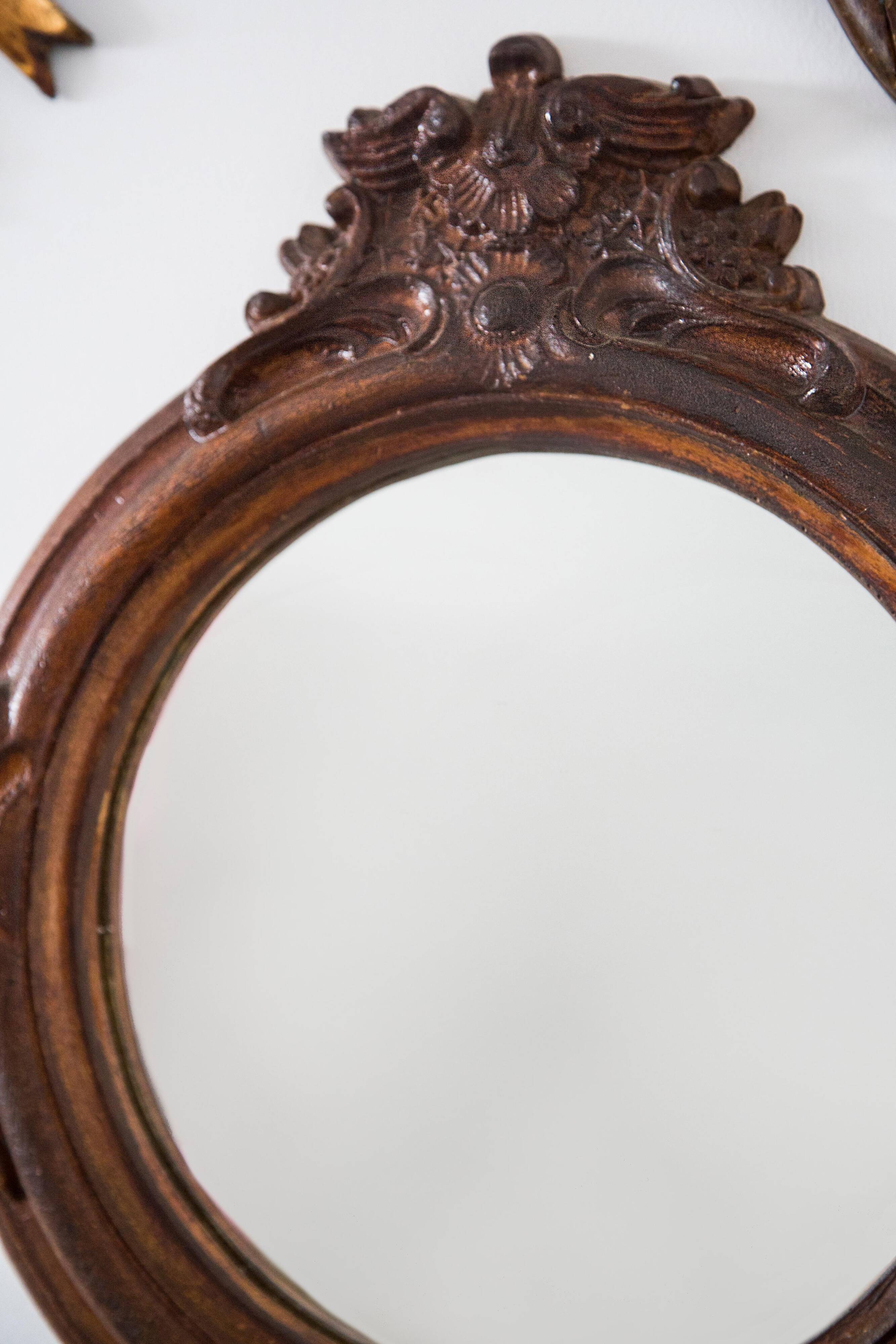 Miroir original en verre décoratif marron moyen, Europe, années 1960