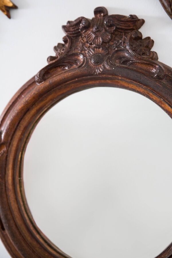 Miroir original en verre décoratif marron moyen, Europe, années 1960