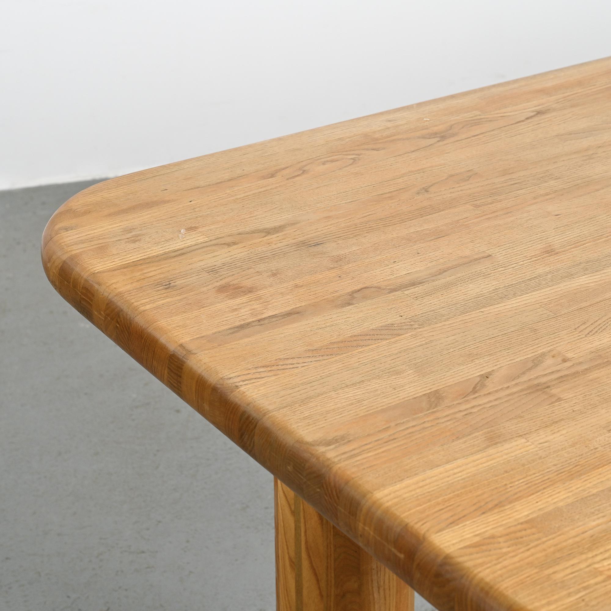 Dining table in glued laminated pine, France, around 1970.