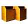 Pair of handcrafted solid wood bedside tables with drop-down doors.