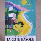 Old poster SNCF La Côte Basque J. Jacquelin 1964
