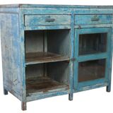 Ancien buffet en teck birman patine bleue d'origine