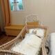 Rattan and wrought iron cradle