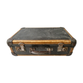 Valise en métal et carton imitant le cuir, années 50