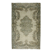 Vintage Turkish Anatolian Carpet 200x311 cm Floral Medallion Beige Green