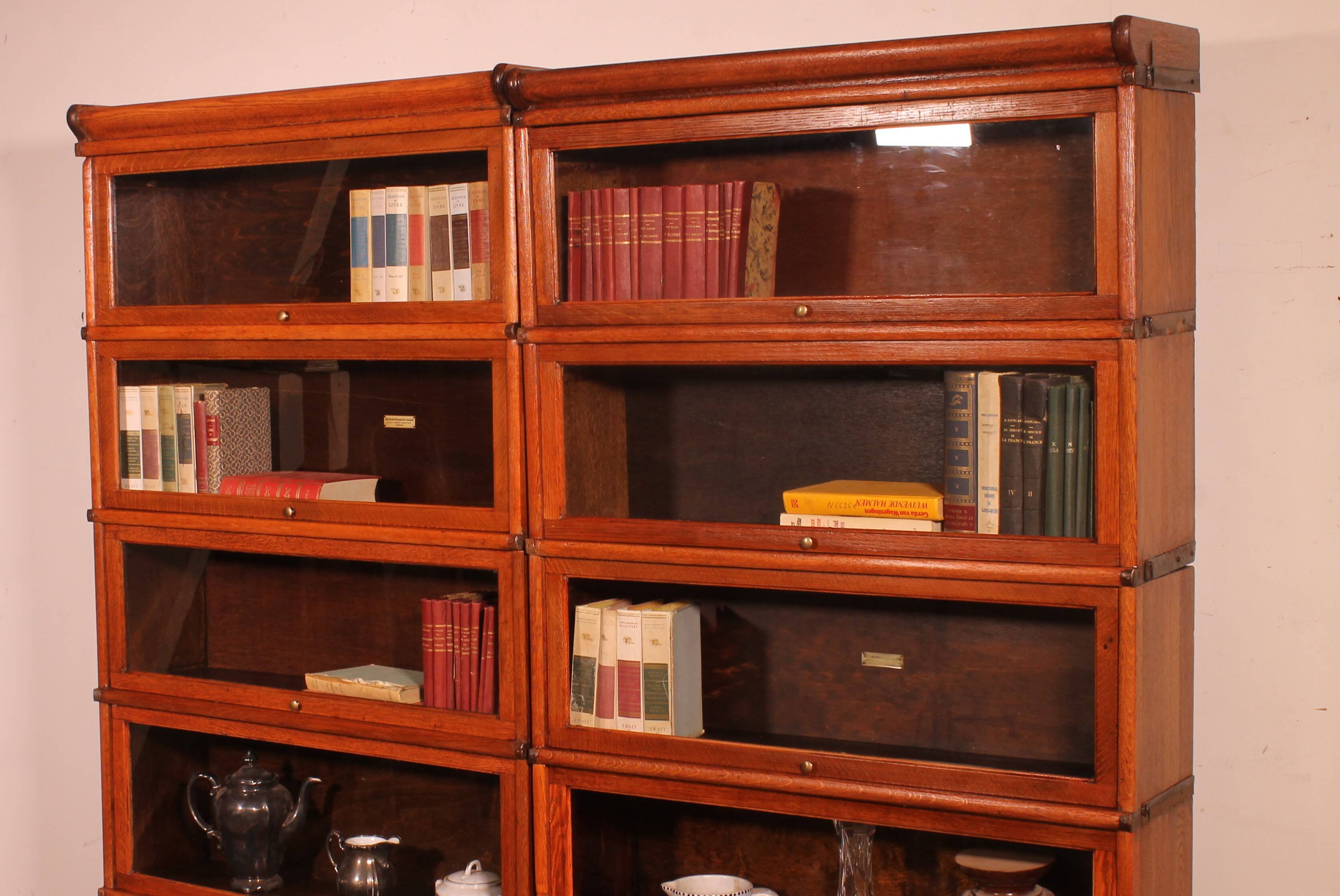 paire de bibliothèque Globe Wernicke en chêne circa 1900