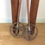 Wooden skis and vintage bamboo sticks