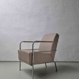 2 vintage nude leather "Cinema" easy chairs by Gunilla Allard for Lammhults | 1990s