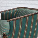 1950s, Danish 2-seater sofa, green furniture wool, oak wood.