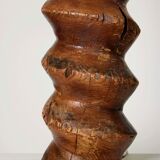 Pair of Brutalist Solid Wood Lamps