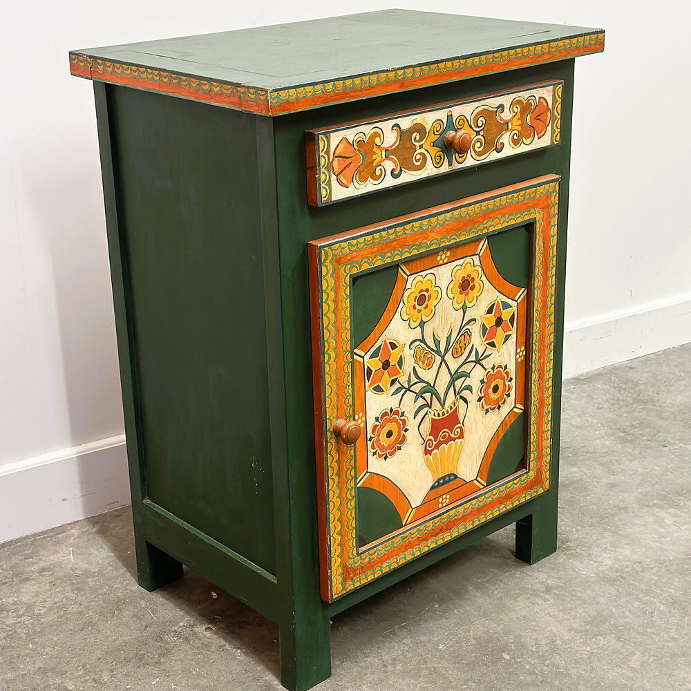 Large hand-painted Provençal folk art cabinet by a Provençal artist, 1970s