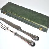 Silver-plated metal knife and fork service cutlery with medallion Fr. SPRENGER STRASBOURG 1900