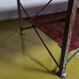 Large industrial metal and beech table