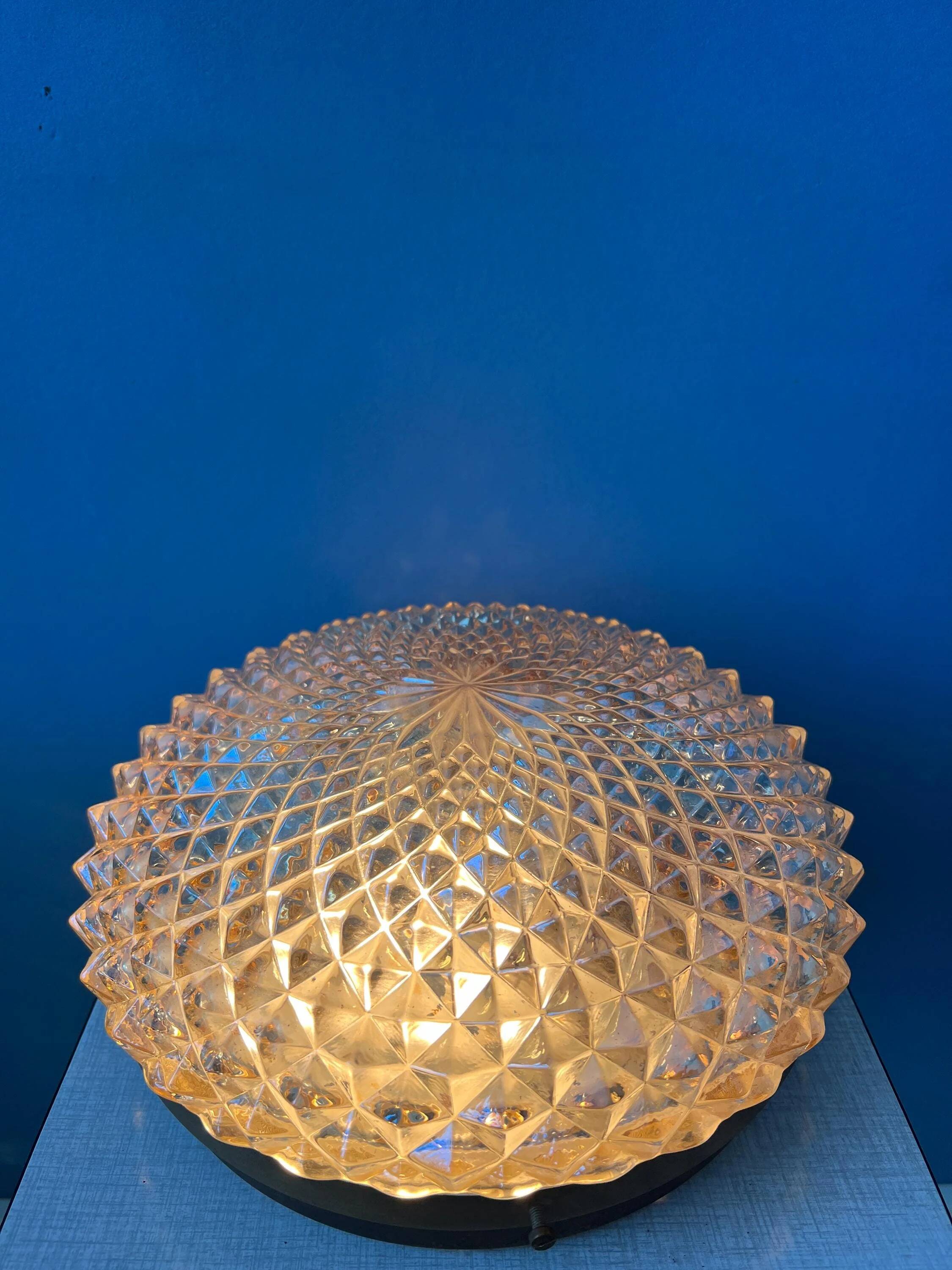 Plafonnier encastré Mid-Century en verre cristal