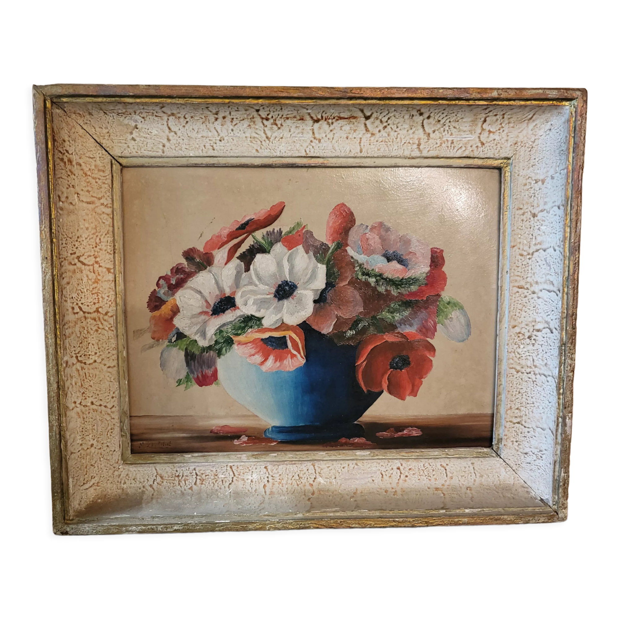 Oil on panel "Anemones"