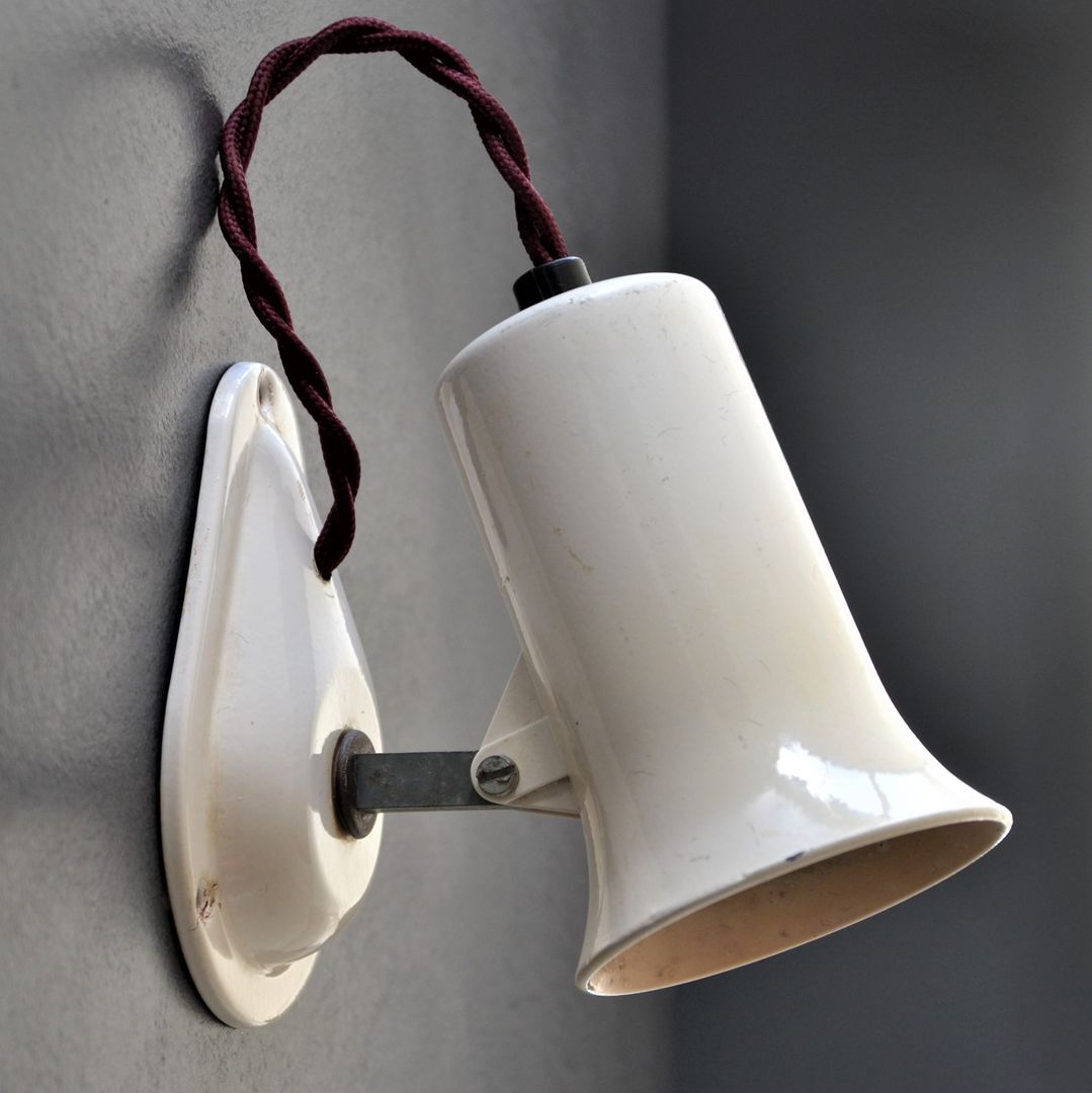 Vintage articulated metal spotlight - cream color -