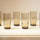 6 high glasses streaked in smoked glass