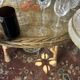 Dining table rattan/wicker/glass 1960 - vintage chic