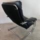 Old armchair and ottoman black leather tubular chrome bauhaus design from the 70s