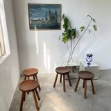 4 hammered brutalist stools