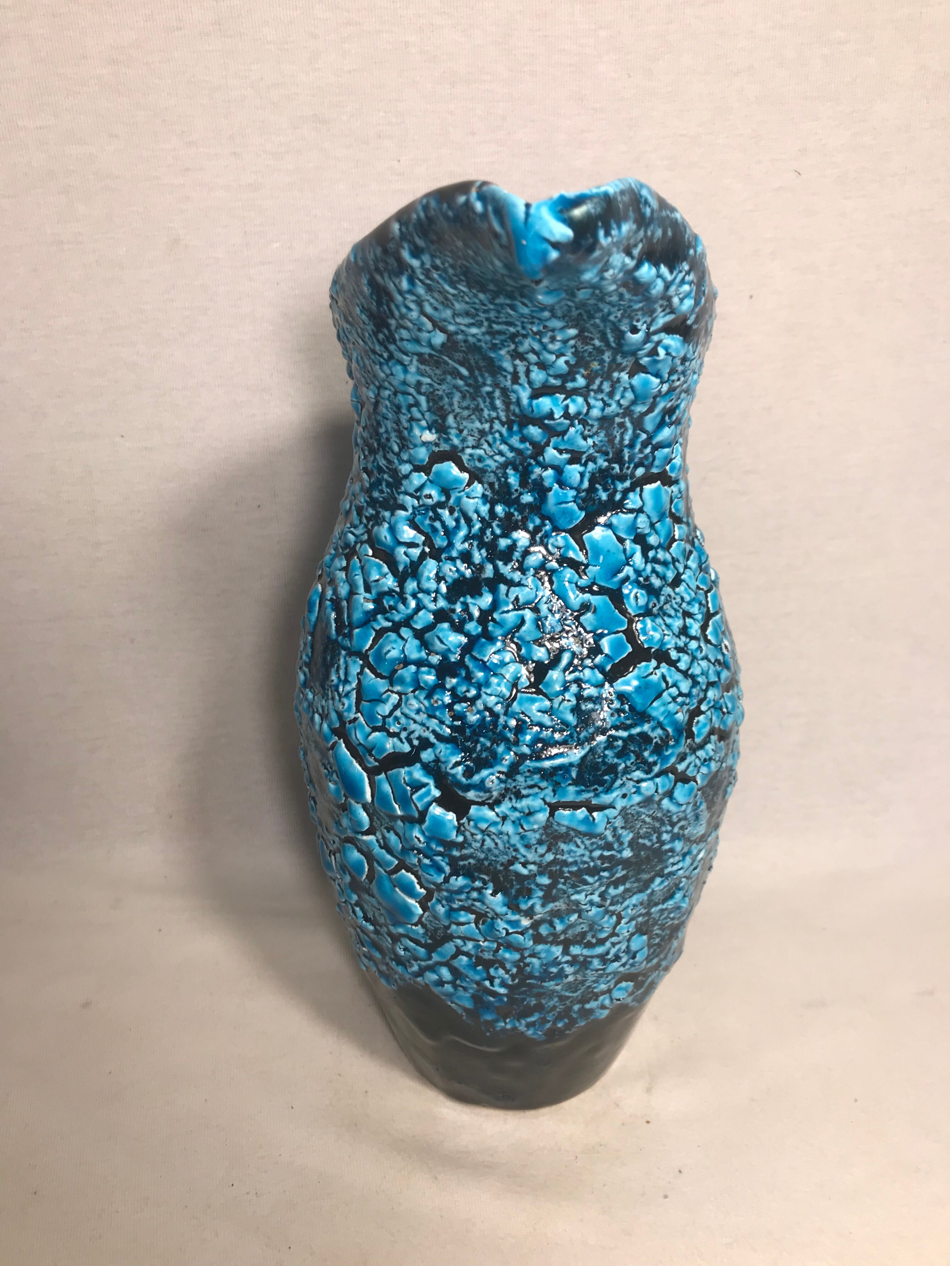 Former pitcher ewer ceramic blue & black vintage