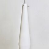 Large Vintage White Encased Glass and Brass Pendant by Stilnovo, Italy