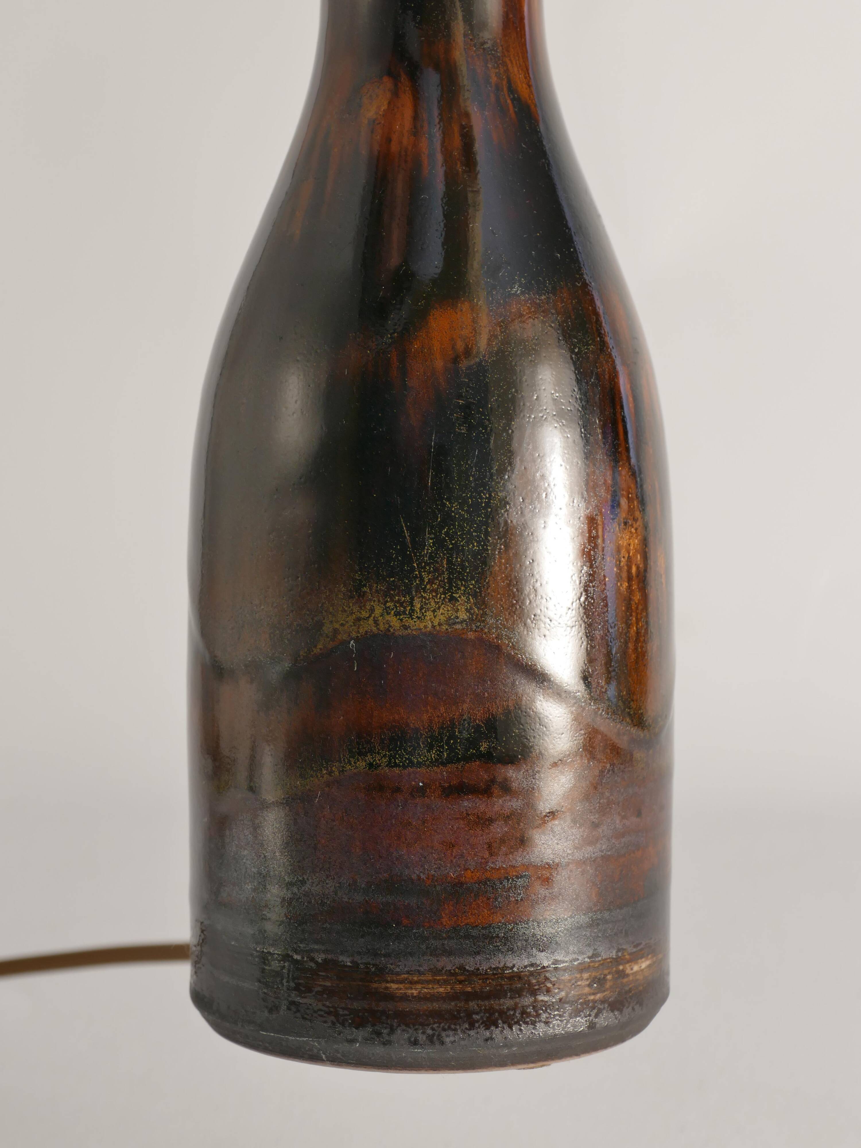 Brown Stoneware Table Lamp by Carl-Harry Stålhane, Designhuset, Sweden 1960s