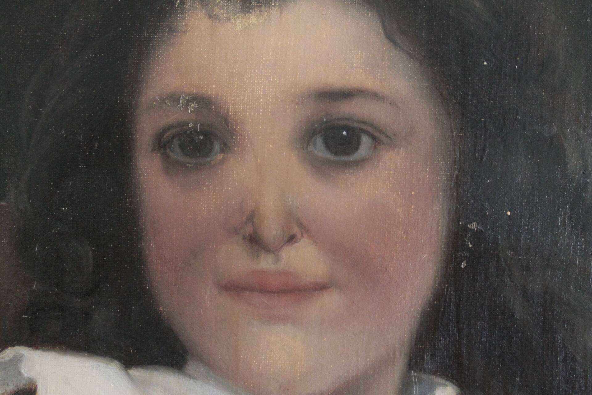 Tableau HST portrait of a child signed F. Badin 1901