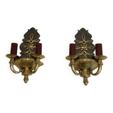 Pair of Art Deco wall sconces in the style of Jules Leleu.