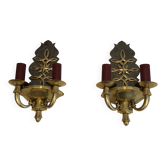 Pair of Art Deco wall sconces in the style of Jules Leleu.