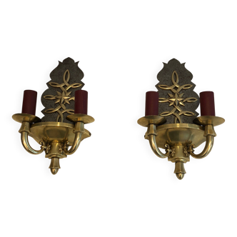 Pair of Art Deco wall sconces in the style of Jules Leleu.