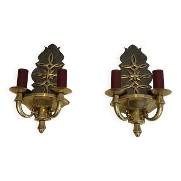 Pair of Art Deco wall sconces in the style of Jules Leleu.