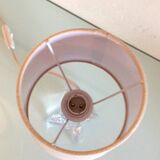 Bedside lamp with glass base and beige fabric lampshade / vintage 60s-70s