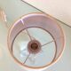 Bedside lamp with glass base and beige fabric lampshade / vintage 60s-70s