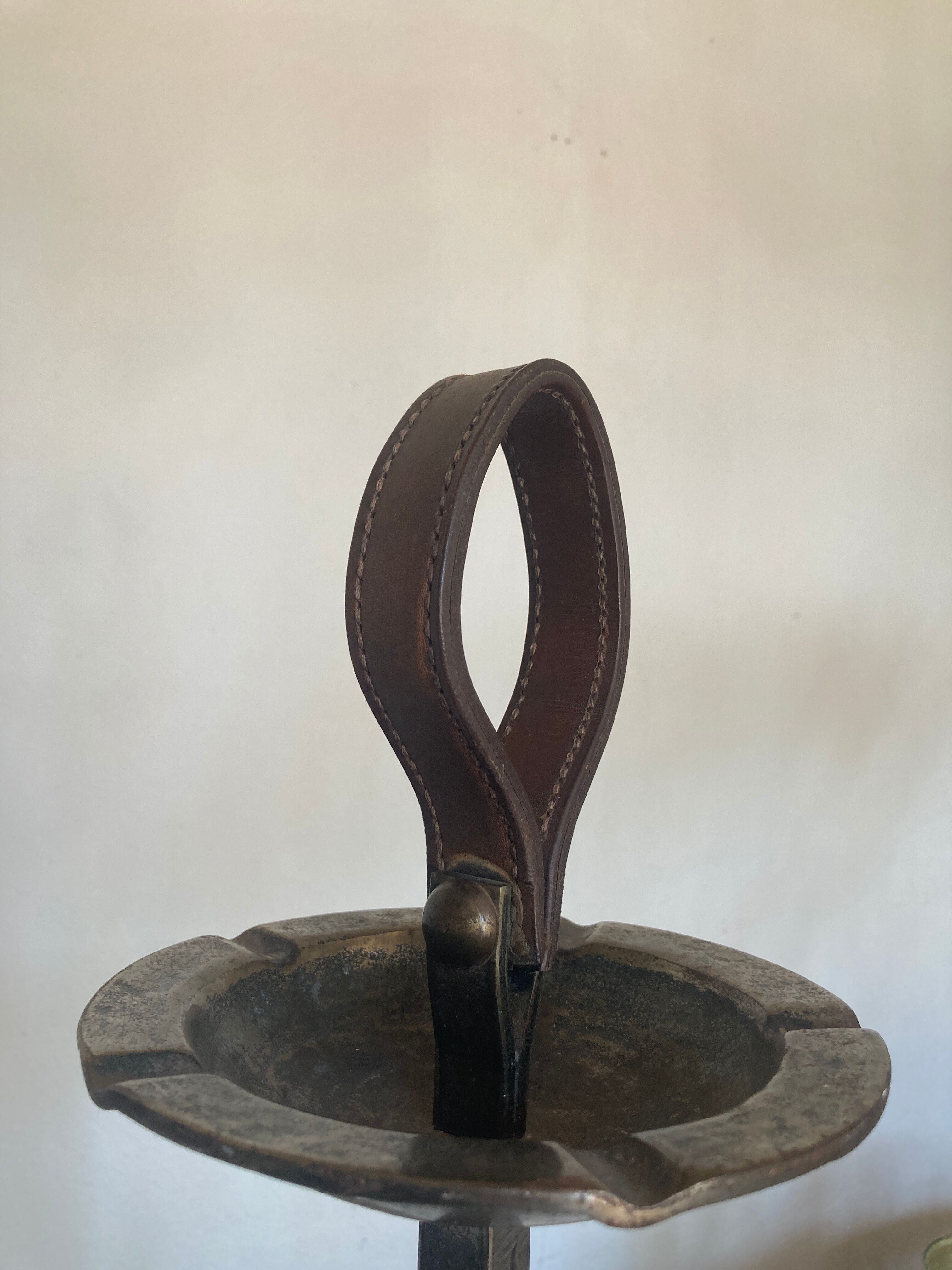 Bronze, steel and leather ashtray by JP Ryckaert, 1970 brutalist.