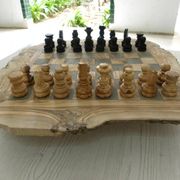 Jeux d'échec en bois d'olivier massif rustique échiquier artisanale