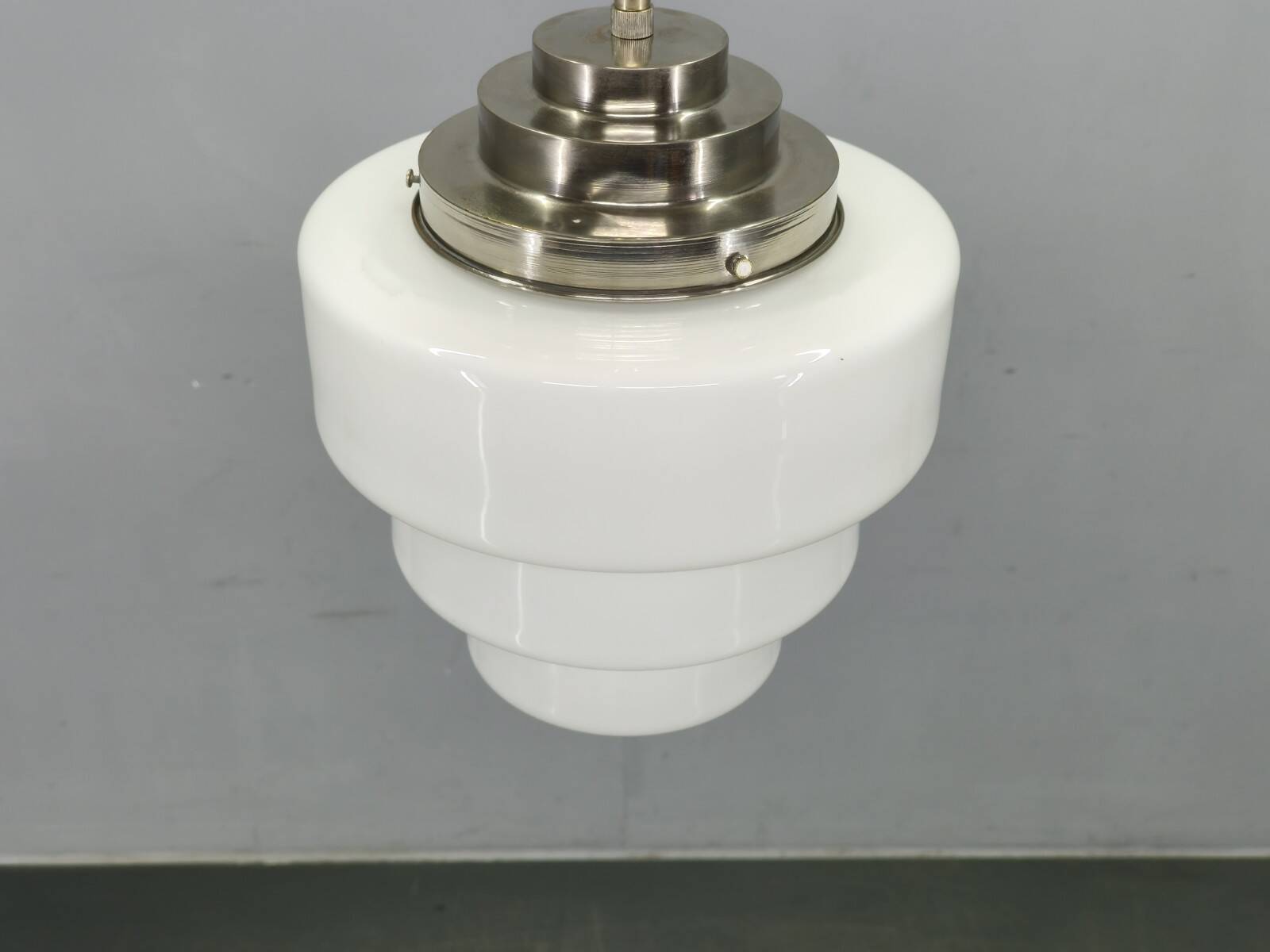 Art Deco Pendant Light with Opaline Glass Shade, Czechoslovakia 1930s