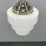 Art Deco Pendant Light with Opaline Glass Shade, Czechoslovakia 1930s