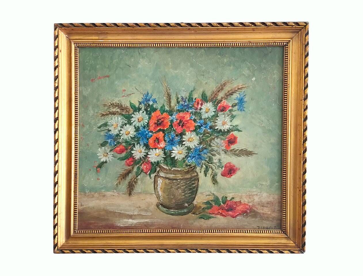 Painting ZIEBOLD Christian, 1910-1990, ref LOTZ HST Tricolor flower bouquet