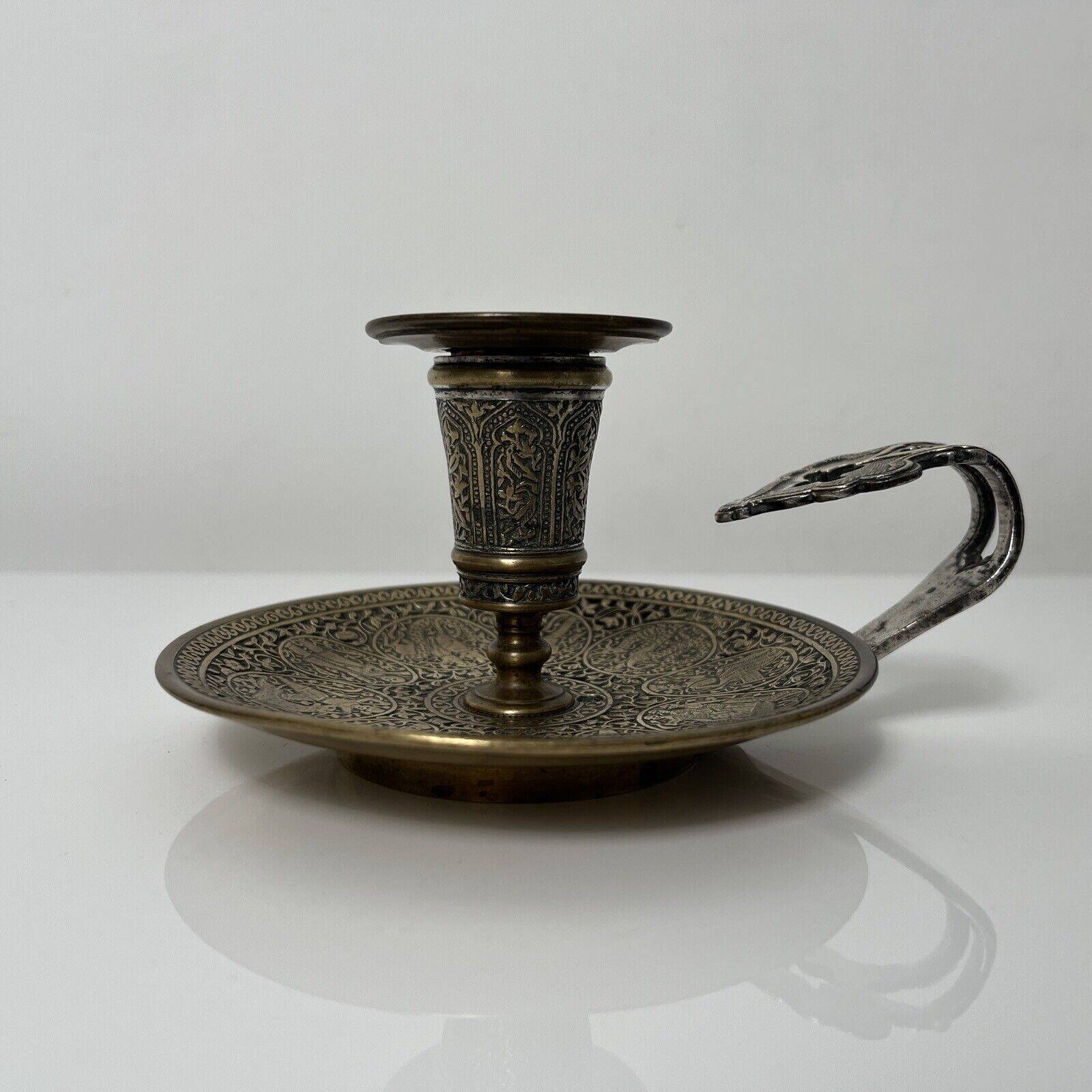 Bronze hand candlestick in the Persian Qajar style France late 19th century
