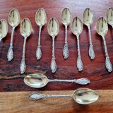 Ravinet d'Enfert: 12 small spoons in solid silver and vermeil, Rococo