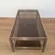 Coffee Table with Double Top in Brushed Steel and Brass, Guy Lefèvre for Ma