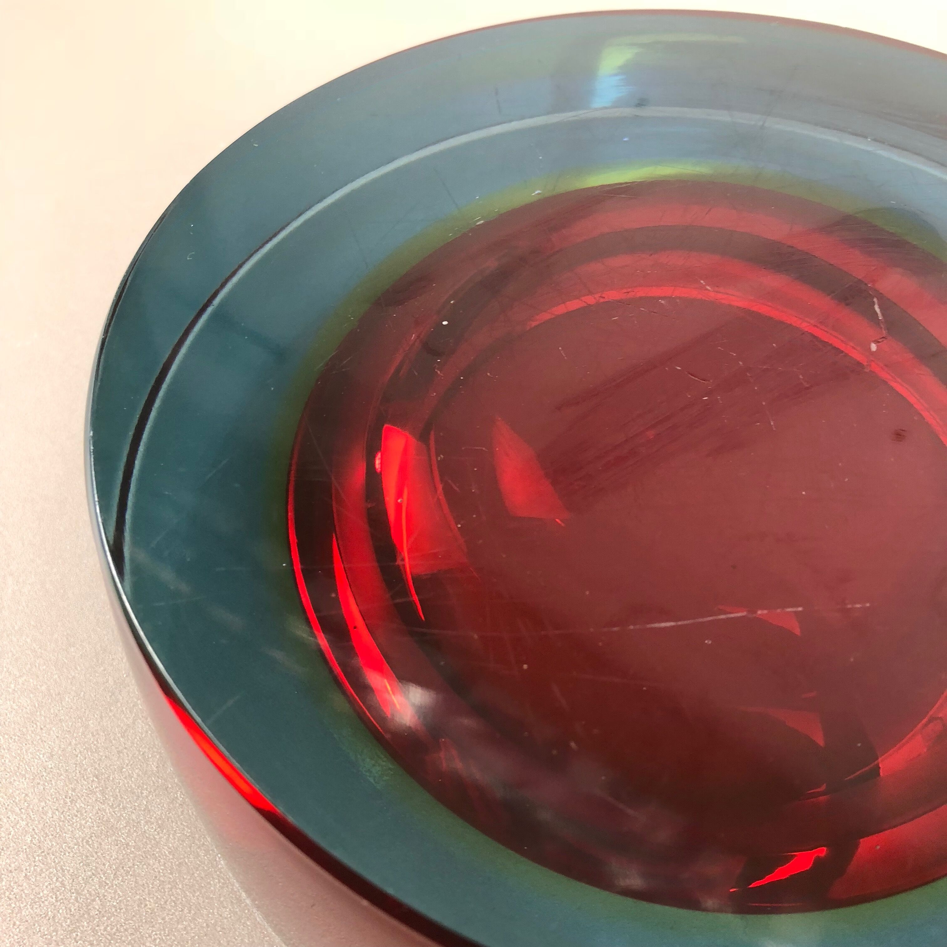 Rare Extra Large Sommerso Bowl Murano Vetri Glass by Cenedese, Italy, 1970s