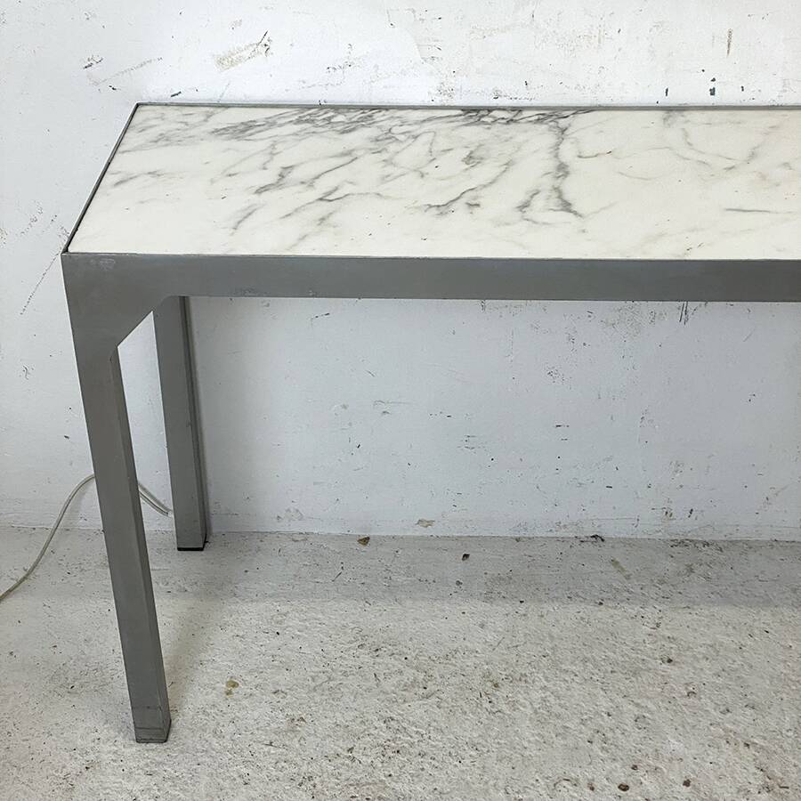 Metal and Carrara marble console