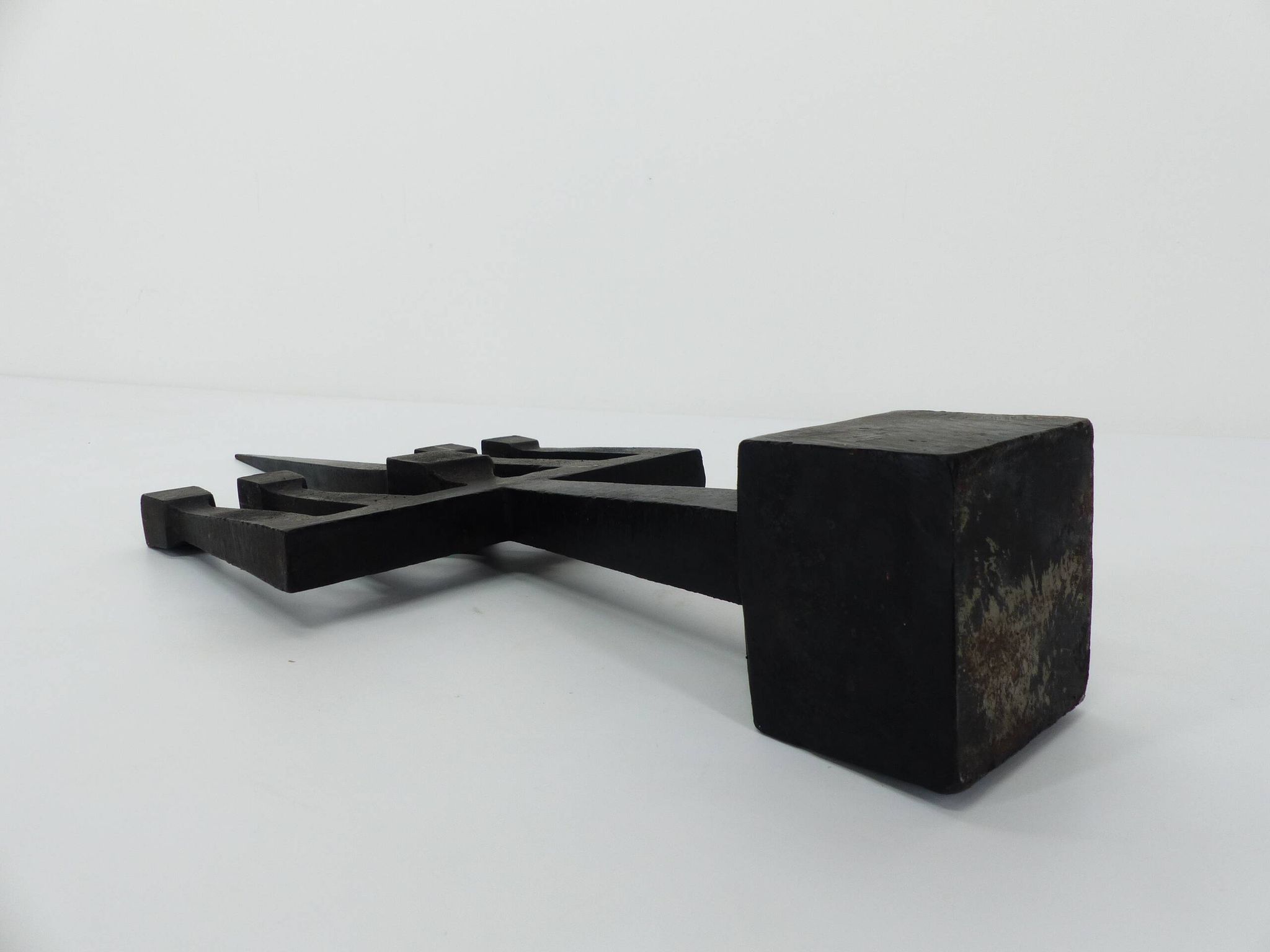 Brutalist candelabra in black forged steel 1950