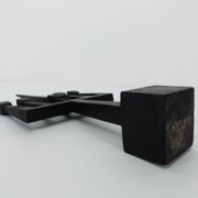 Brutalist candelabra in black forged steel 1950