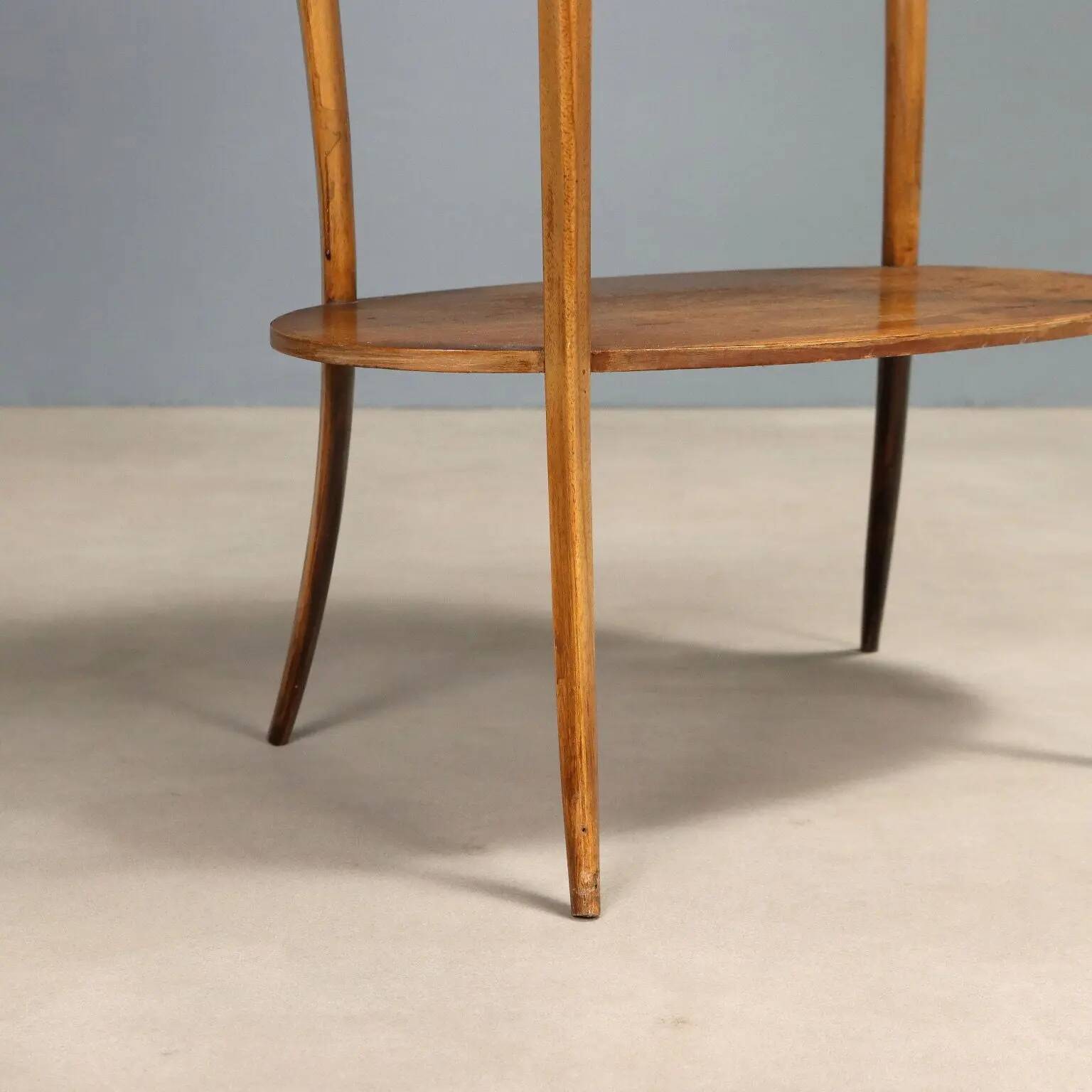 Small antique walnut and metal table, Italy, 20th century.