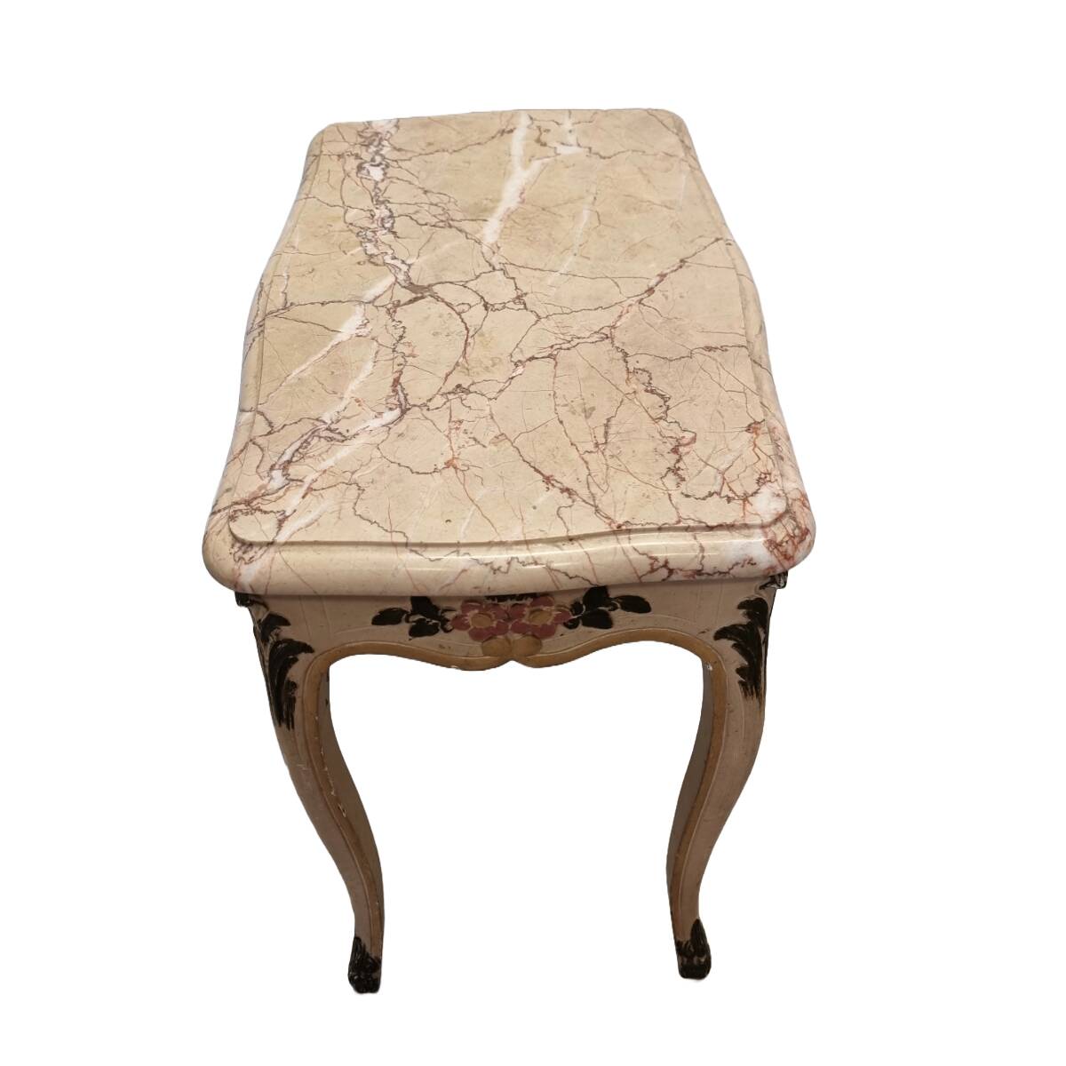 Table peinte classique vintage avec plateau en marbre, années 1950